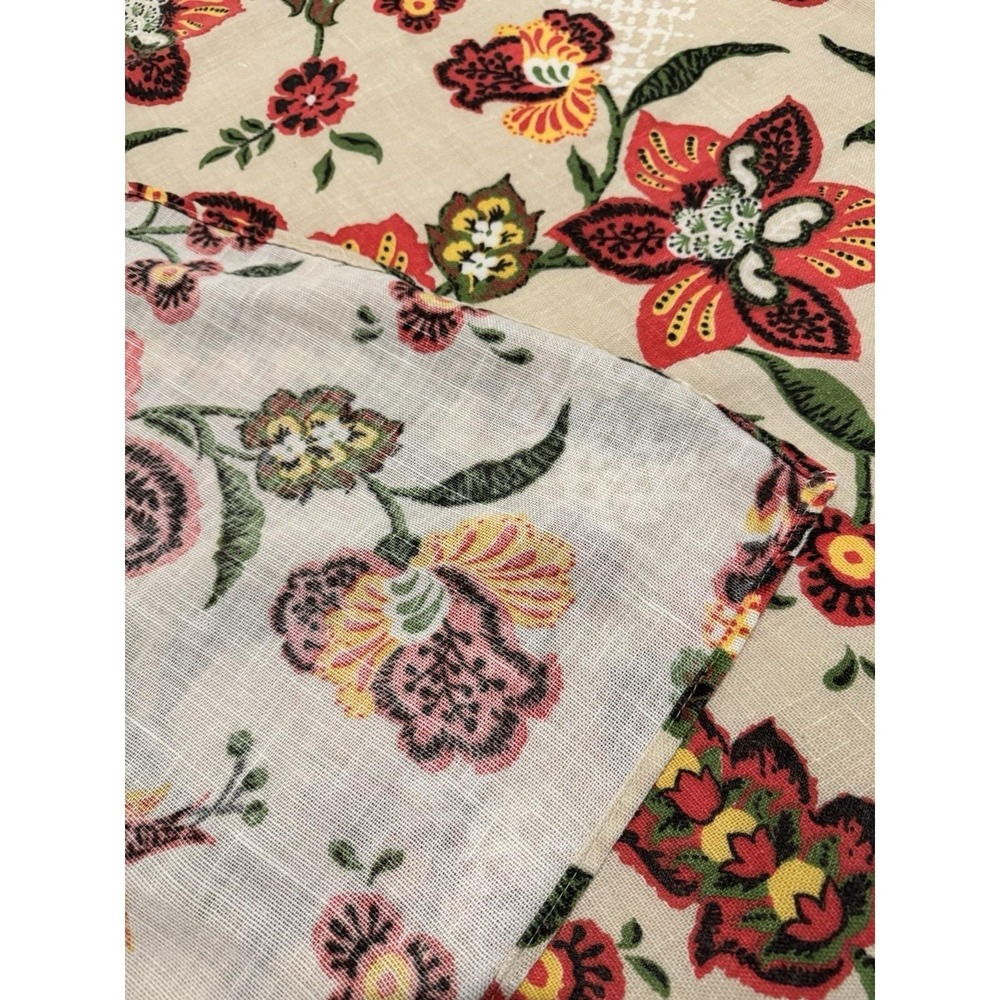 VTG Queen Bedspread Flower‎ Power Paisley Floral Bed Cover 106x90" Linen Texture - Picture 4 of 9